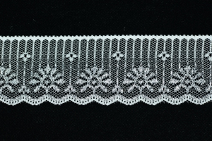 2 Inch Flat Lace, White - Silver (25 yards) MADE IN USA